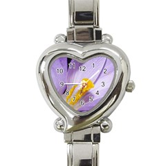 Purple Crocus Heart Italian Charm Watch by PhotoThisxyz