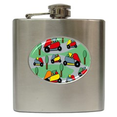 Toy Car Pattern Hip Flask (6 Oz) by Valentinaart