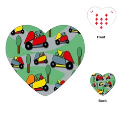 Toy Car Pattern Playing Cards (heart)  by Valentinaart