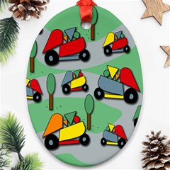 Toy Car Pattern Oval Ornament (two Sides) by Valentinaart