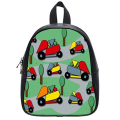 Toy Car Pattern School Bags (small)  by Valentinaart