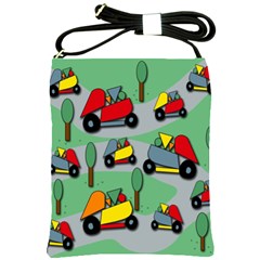 Toy Car Pattern Shoulder Sling Bags by Valentinaart