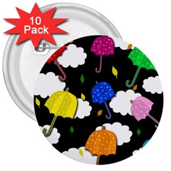 Umbrellas 2 3  Buttons (10 Pack)  by Valentinaart