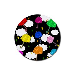 Umbrellas 2 Rubber Coaster (round)  by Valentinaart