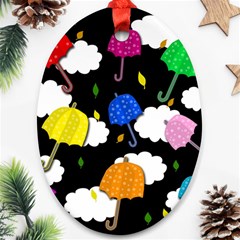 Umbrellas 2 Oval Ornament (two Sides) by Valentinaart