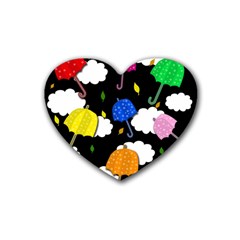 Umbrellas 2 Rubber Coaster (heart)  by Valentinaart