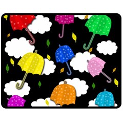 Umbrellas 2 Double Sided Fleece Blanket (medium)  by Valentinaart