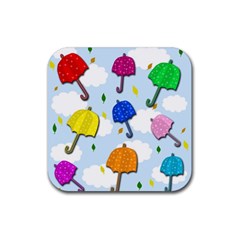 Umbrellas  Rubber Coaster (square)  by Valentinaart