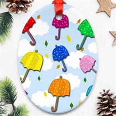 Umbrellas  Oval Ornament (two Sides) by Valentinaart