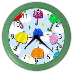 Umbrellas  Color Wall Clocks by Valentinaart