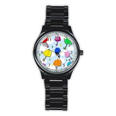 Umbrellas  Stainless Steel Round Watch by Valentinaart