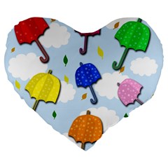 Umbrellas  Large 19  Premium Flano Heart Shape Cushions by Valentinaart