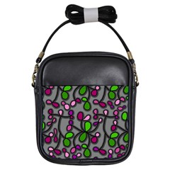 Floral Pattern Girls Sling Bags by Valentinaart