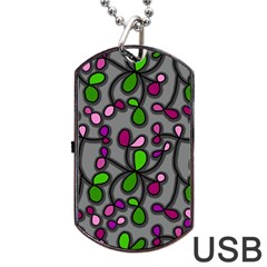 Floral Pattern Dog Tag Usb Flash (one Side) by Valentinaart