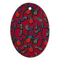 Red Floral Pattern Ornament (oval)  by Valentinaart