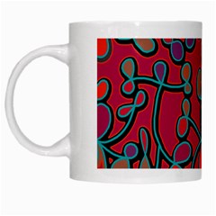 Red Floral Pattern White Mugs by Valentinaart