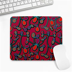 Red Floral Pattern Large Mousepads by Valentinaart