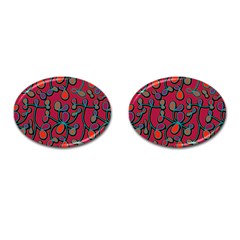 Red Floral Pattern Cufflinks (oval) by Valentinaart