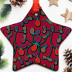 Red Floral Pattern Star Ornament (two Sides)  by Valentinaart