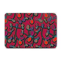 Red Floral Pattern Small Doormat  by Valentinaart