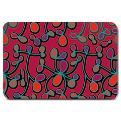 Red Floral Pattern Large Doormat  by Valentinaart