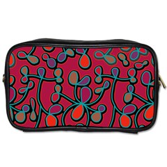 Red Floral Pattern Toiletries Bags by Valentinaart