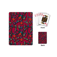 Red Floral Pattern Playing Cards (mini)  by Valentinaart