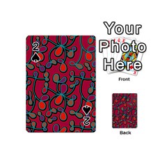 Red Floral Pattern Playing Cards 54 (mini)  by Valentinaart