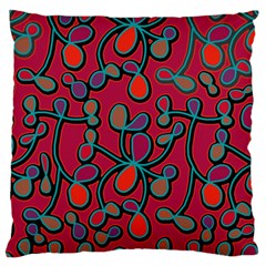 Red Floral Pattern Large Cushion Case (one Side) by Valentinaart