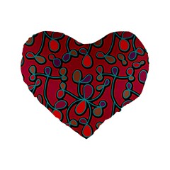 Red Floral Pattern Standard 16  Premium Heart Shape Cushions by Valentinaart