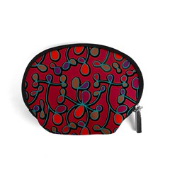 Red Floral Pattern Accessory Pouches (small)  by Valentinaart