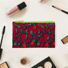 Red Floral Pattern Cosmetic Bag (xs) by Valentinaart