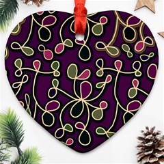 Elegant Purple Pattern Ornament (heart)  by Valentinaart