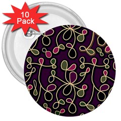 Elegant Purple Pattern 3  Buttons (10 Pack)  by Valentinaart