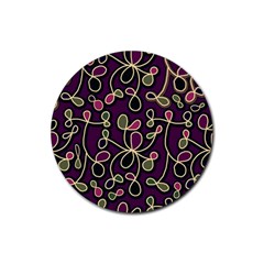 Elegant Purple Pattern Rubber Coaster (round)  by Valentinaart