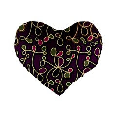 Elegant Purple Pattern Standard 16  Premium Flano Heart Shape Cushions by Valentinaart