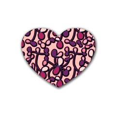 Pink And Purple Pattern Rubber Coaster (heart)  by Valentinaart