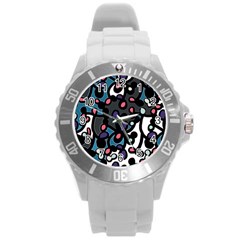 Elegant Pattern Round Plastic Sport Watch (l) by Valentinaart