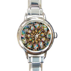 Marbled Spheres Spiral Round Italian Charm Watch by WolfepawFractals