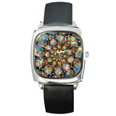 Marbled Spheres Spiral Square Metal Watch by WolfepawFractals