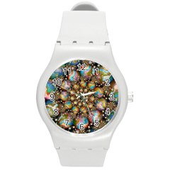 Marbled Spheres Spiral Round Plastic Sport Watch (m) by WolfepawFractals