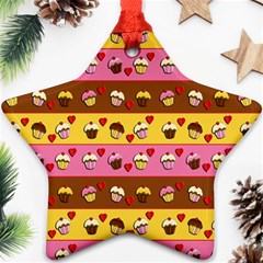 Cupcakes Pattern Ornament (star)  by Valentinaart