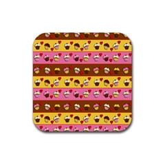 Cupcakes Pattern Rubber Coaster (square)  by Valentinaart