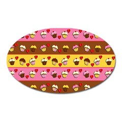 Cupcakes Pattern Oval Magnet by Valentinaart