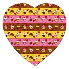 Cupcakes Pattern Jigsaw Puzzle (heart) by Valentinaart