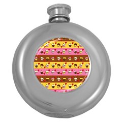 Cupcakes Pattern Round Hip Flask (5 Oz) by Valentinaart