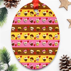 Cupcakes Pattern Oval Ornament (two Sides) by Valentinaart