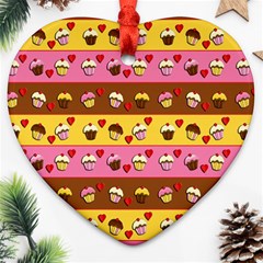 Cupcakes Pattern Heart Ornament (2 Sides) by Valentinaart