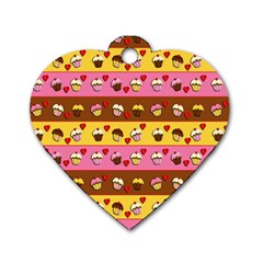 Cupcakes Pattern Dog Tag Heart (one Side) by Valentinaart