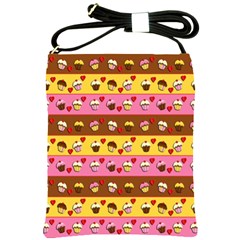 Cupcakes Pattern Shoulder Sling Bags by Valentinaart